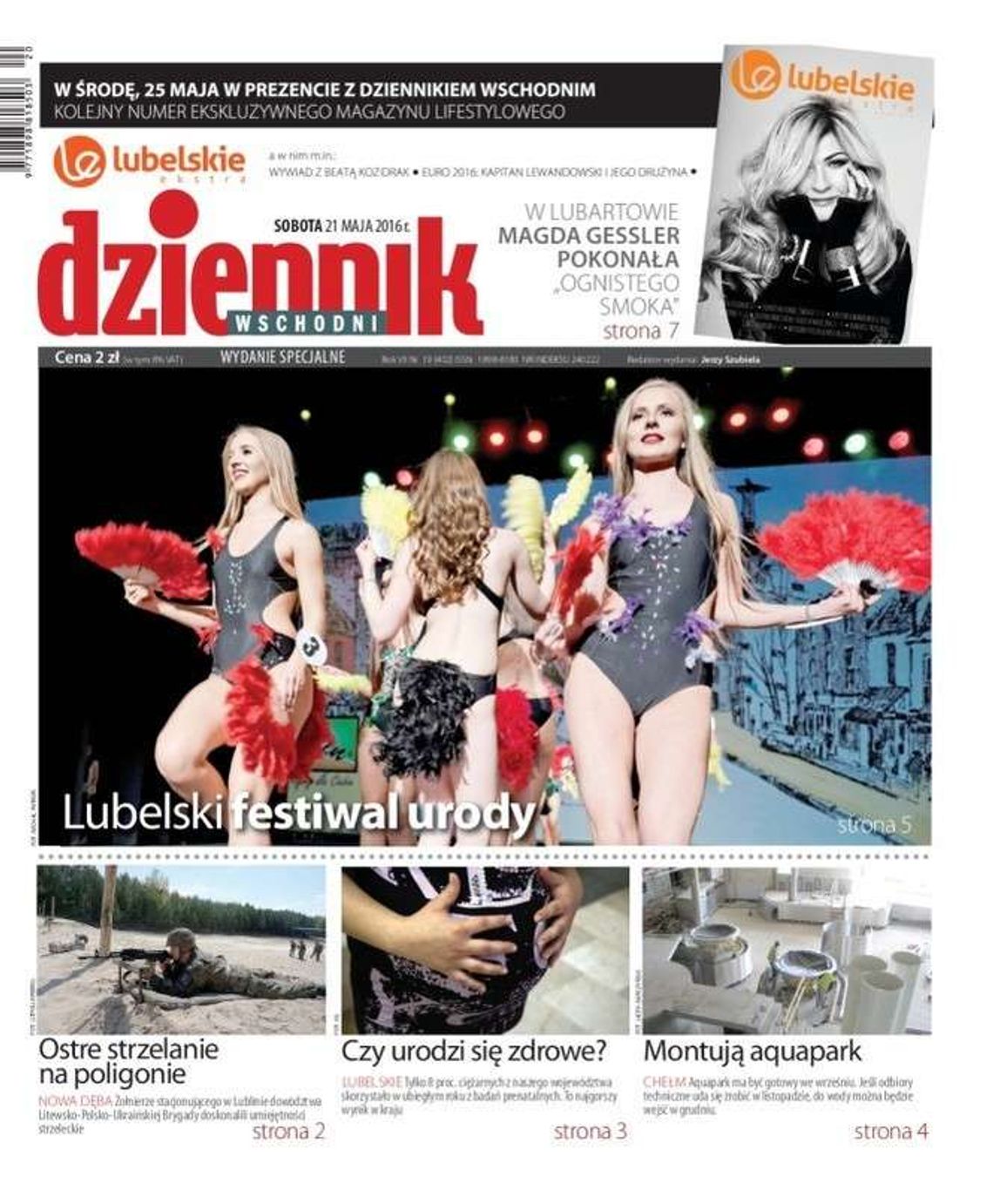 Pierwsza strona Dziennika Wschodniego z 21 maja 2016