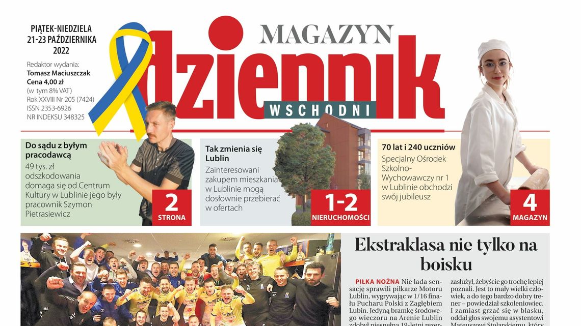  Pierwsza strona Dziennika Wschodniego z 21 października 2022 r. 