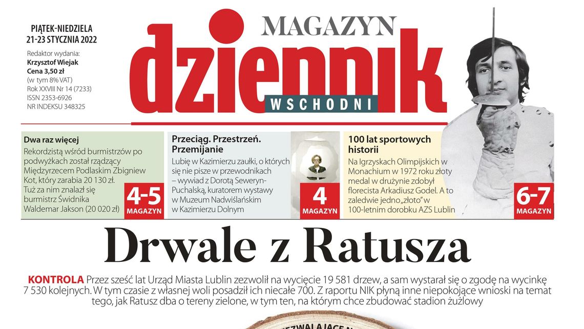  Pierwsza strona Dziennika Wschodniego z 21 stycznia 2022 r. 