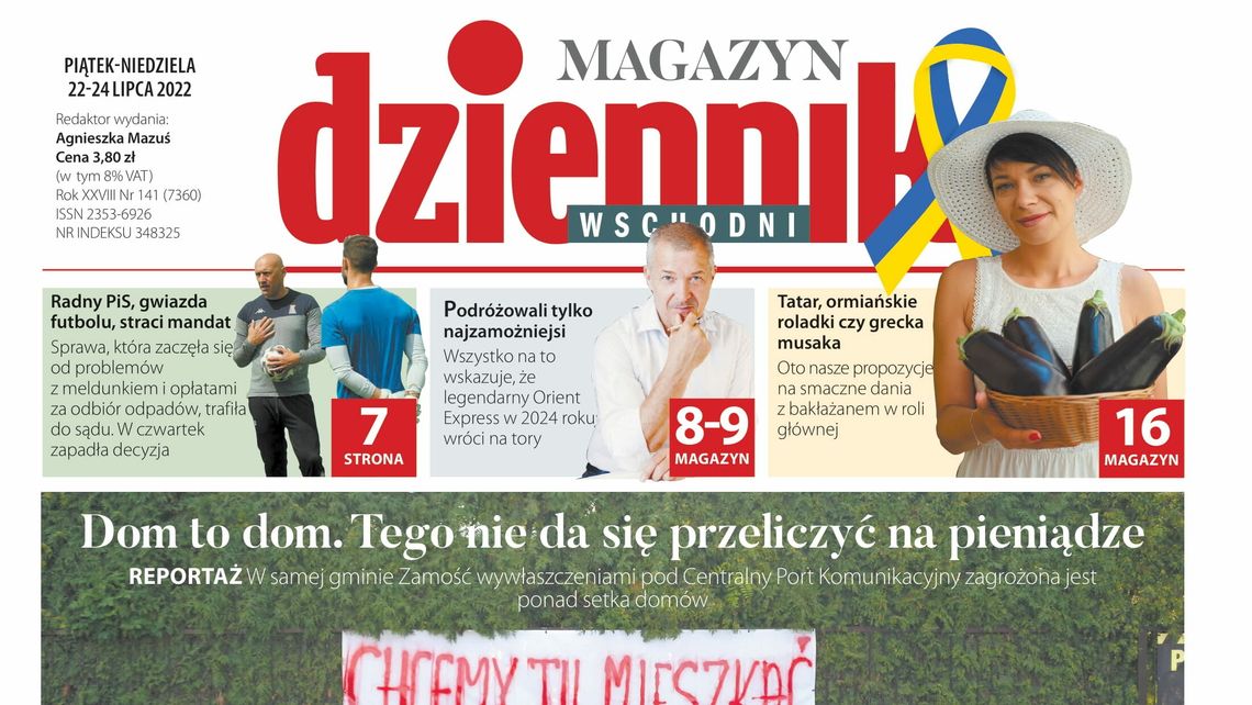  Pierwsza strona Dziennika Wschodniego z 22 lipca 2022 r. 