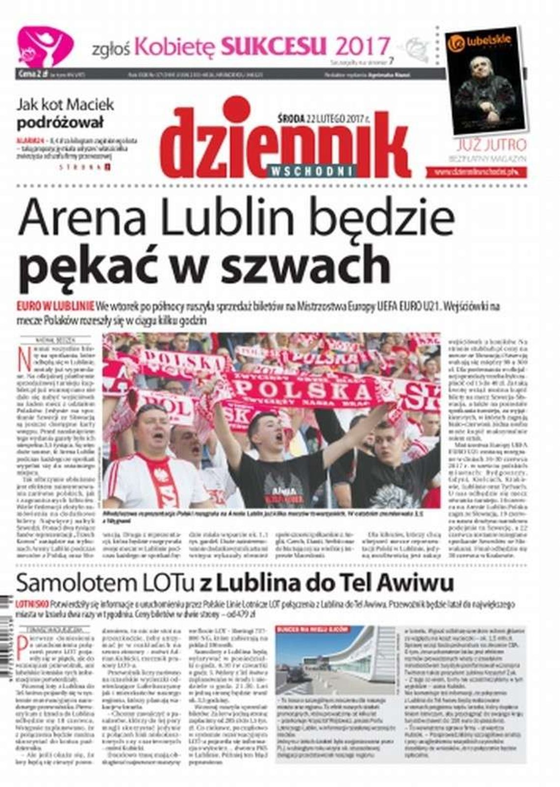 Pierwsza strona Dziennika Wschodniego z 22 lutego 2017 r.