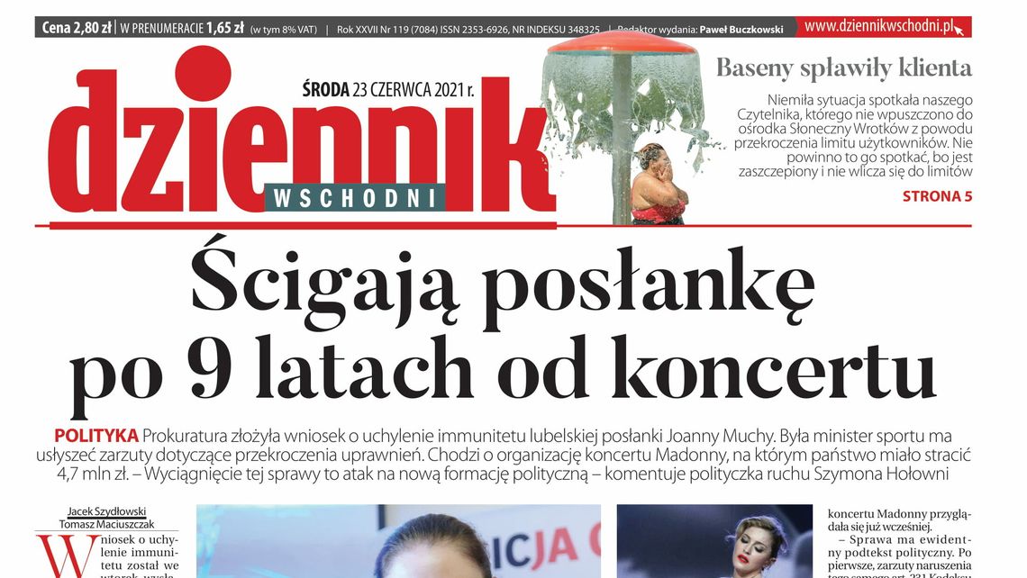 Pierwsza strona Dziennika Wschodniego z 23 czerwca 2021 roku