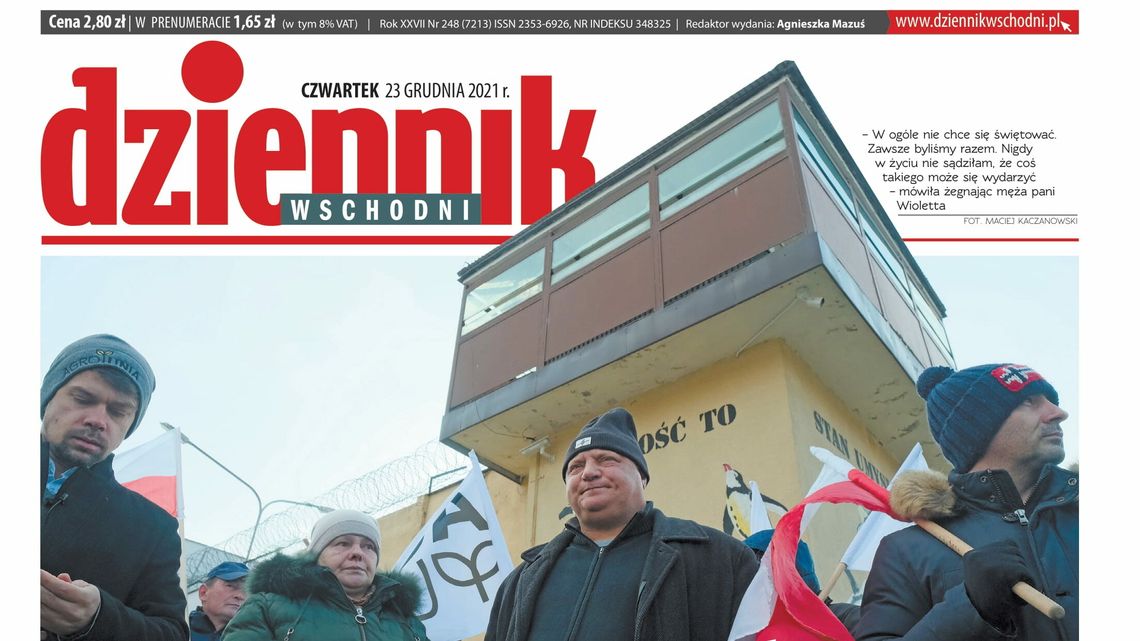  Pierwsza strona Dziennika Wschodniego z 23 grudnia 2021 roku 