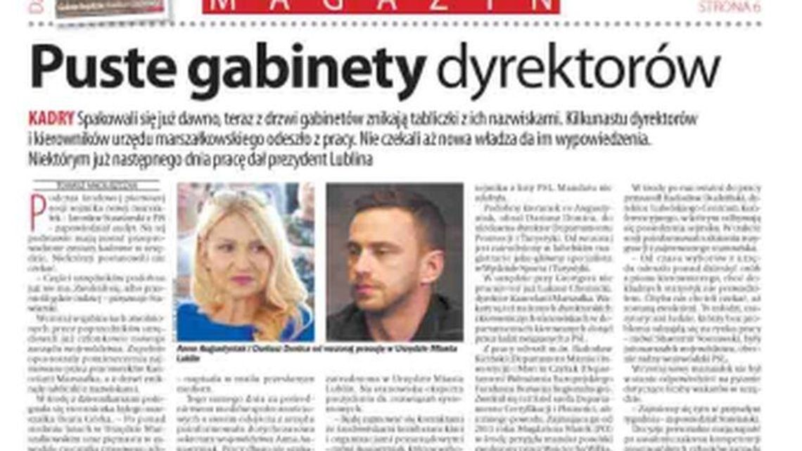 Pierwsza strona Dziennika Wschodniego z 23 listopada 2018