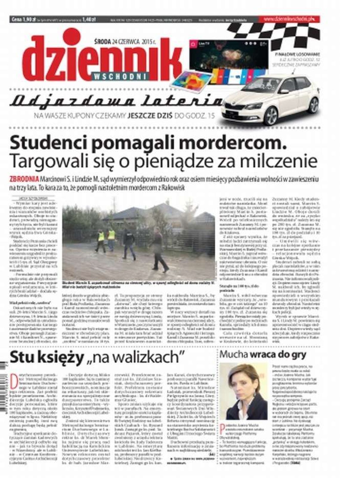 Pierwsza strona Dziennika Wschodniego z 24 czerwca 2015