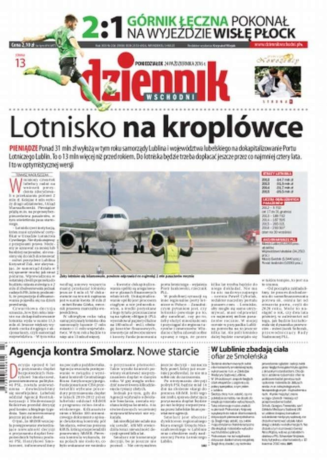 Pierwsza strona Dziennika Wschodniego z 24 października 2016 r.