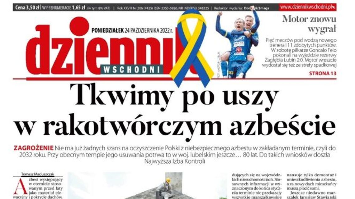 Pierwsza strona Dziennika Wschodniego z 24 października 2022 r.