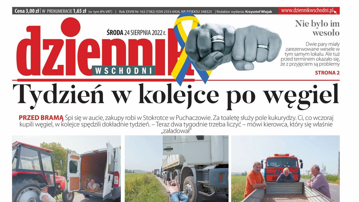 Pierwsza strona Dziennika Wschodniego z 24 sierpnia 2022 roku