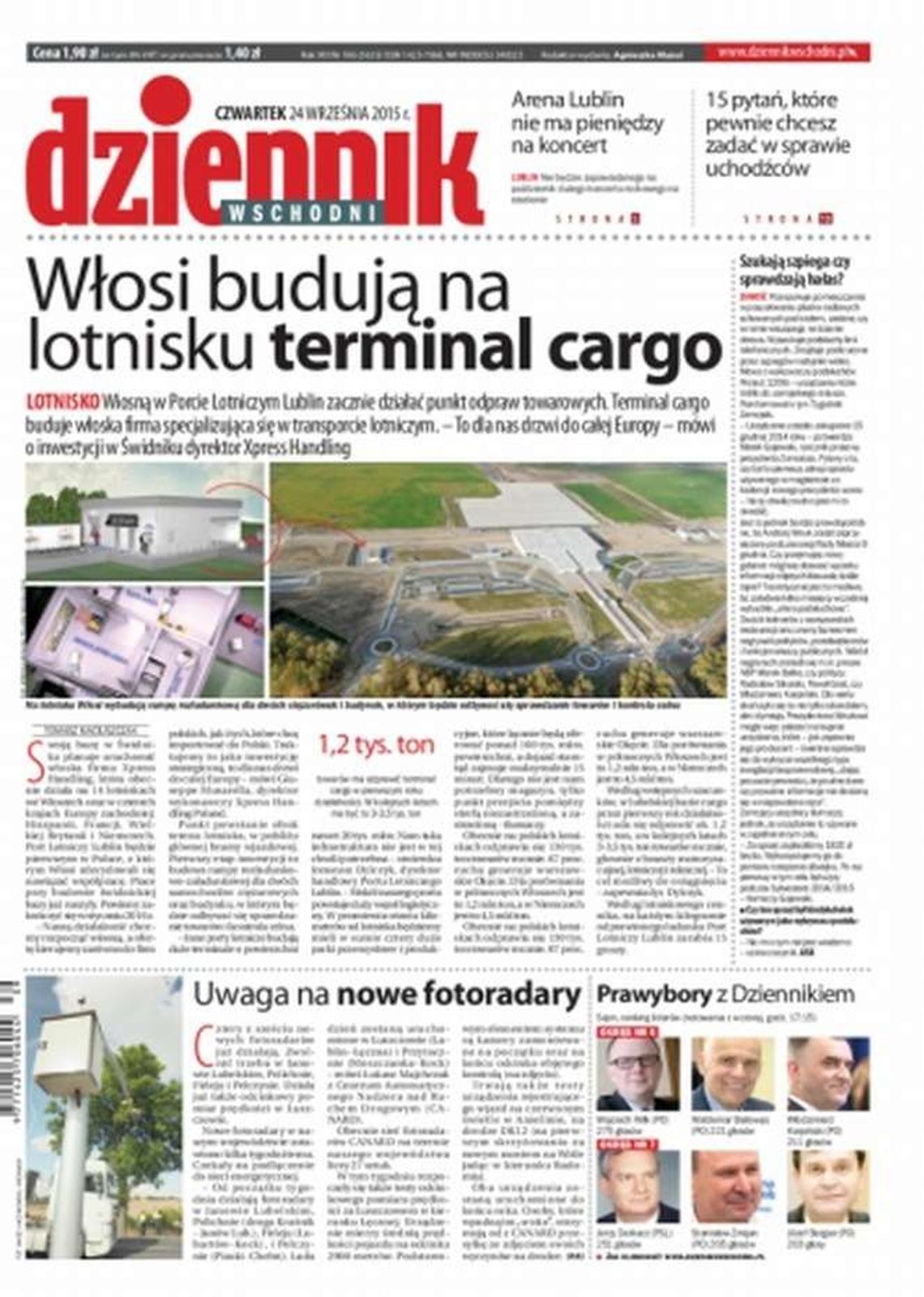 Pierwsza strona Dziennika Wschodniego z 24 września 2015