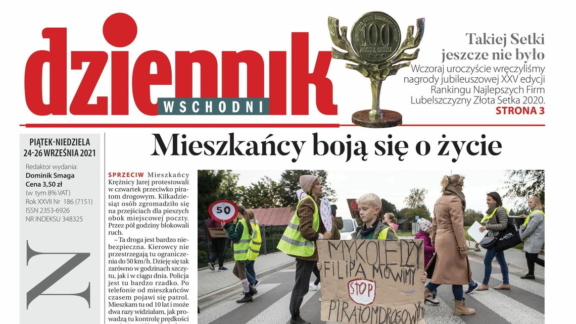 Pierwsza strona Dziennika Wschodniego z 24 września 2021 roku