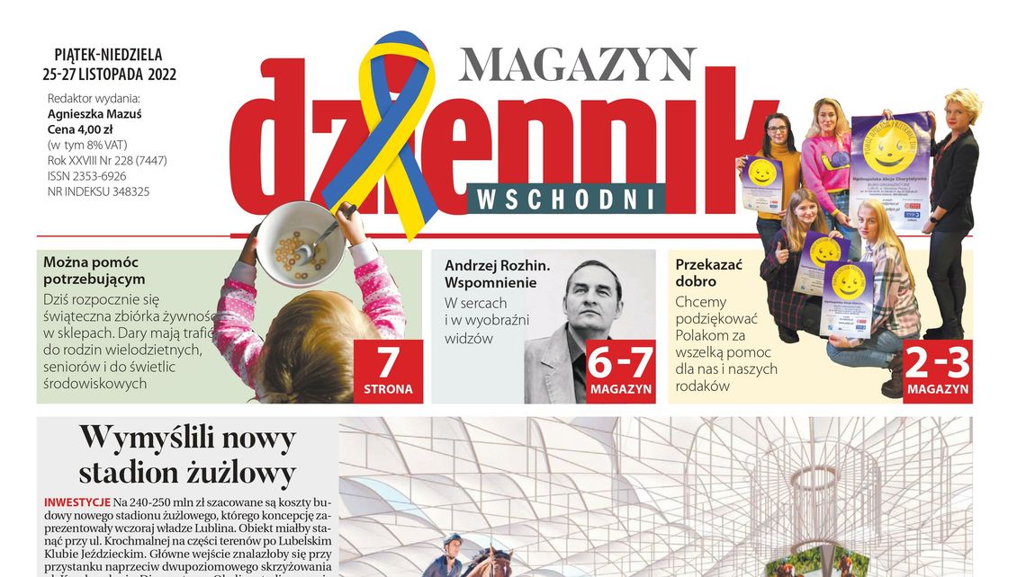  Pierwsza strona Dziennika Wschodniego z 25 listopada 2022 r. 