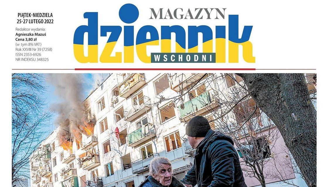 Pierwsza strona Dziennika Wschodniego z 25 lutego 2022 roku