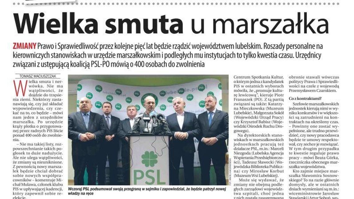 Pierwsza strona Dziennika Wschodniego z 26.10.2018