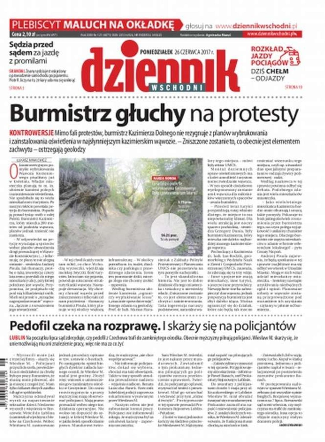 Pierwsza strona Dziennika Wschodniego z 26 czerwca 2017 r.