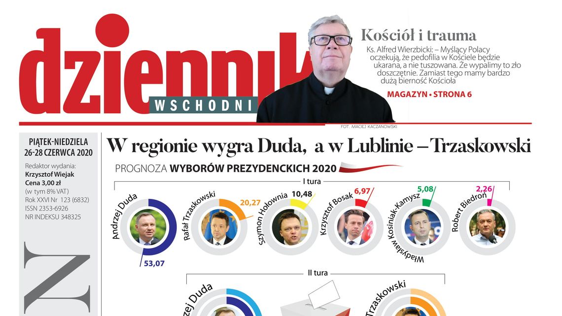 Pierwsza strona Dziennika Wschodniego z 26 czerwca 2020 r.