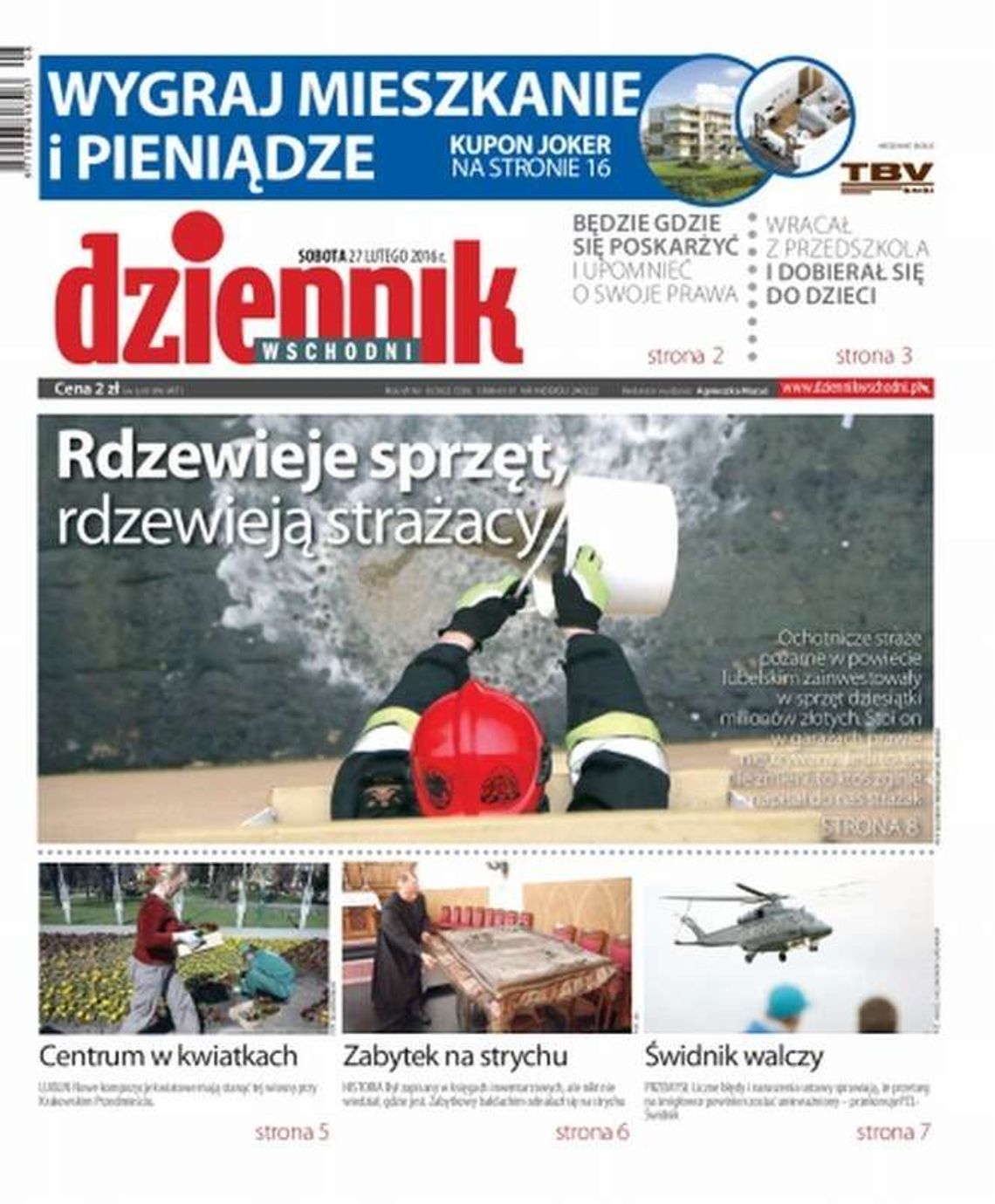 Pierwsza strona Dziennika Wschodniego z 26 lutego 2016