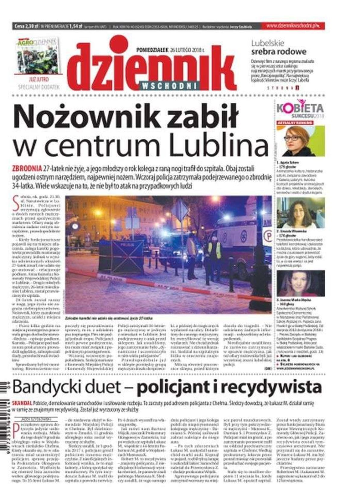 Pierwsza strona Dziennika Wschodniego z 26 lutego 2018 r.