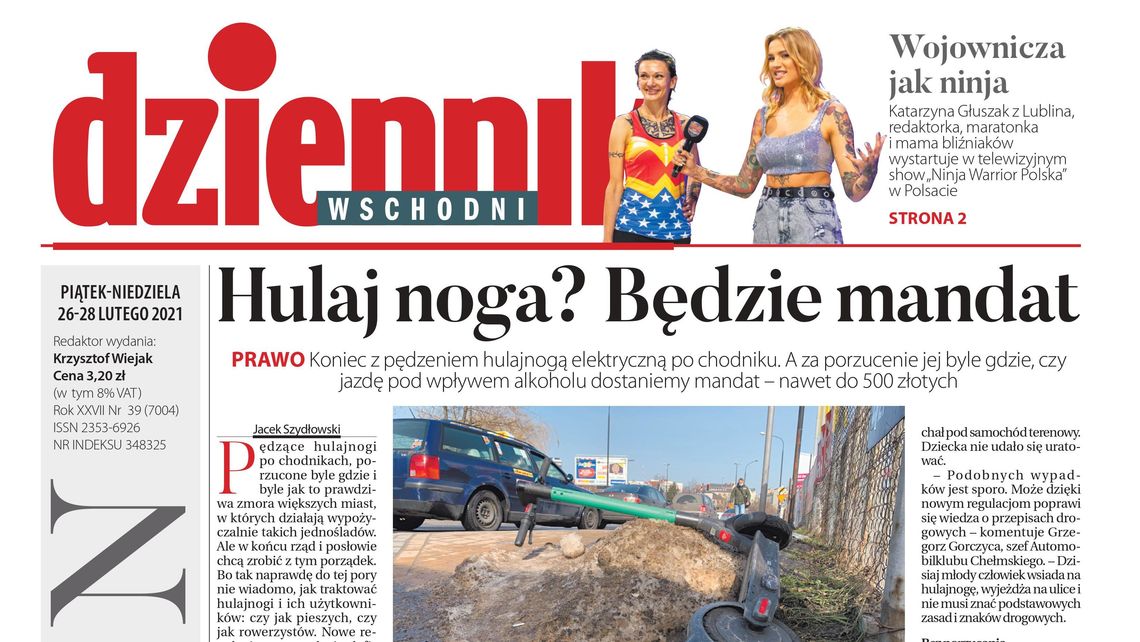 Pierwsza strona Dziennika Wschodniego z 26 lutego 2021 roku 