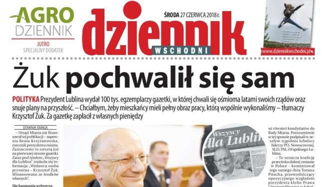 Pierwsza strona Dziennika Wschodniego z 27 czerwca 2018
