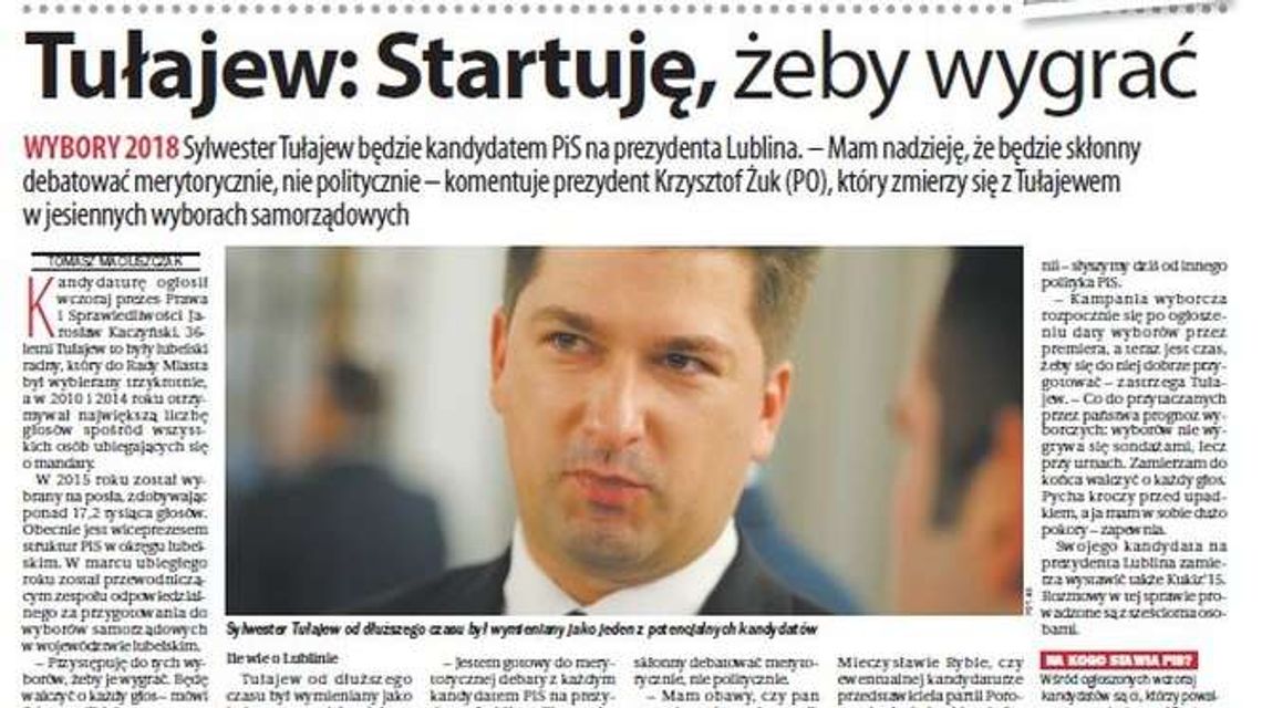 Pierwsza strona Dziennika Wschodniego z 27 kwietnia 2018 roku