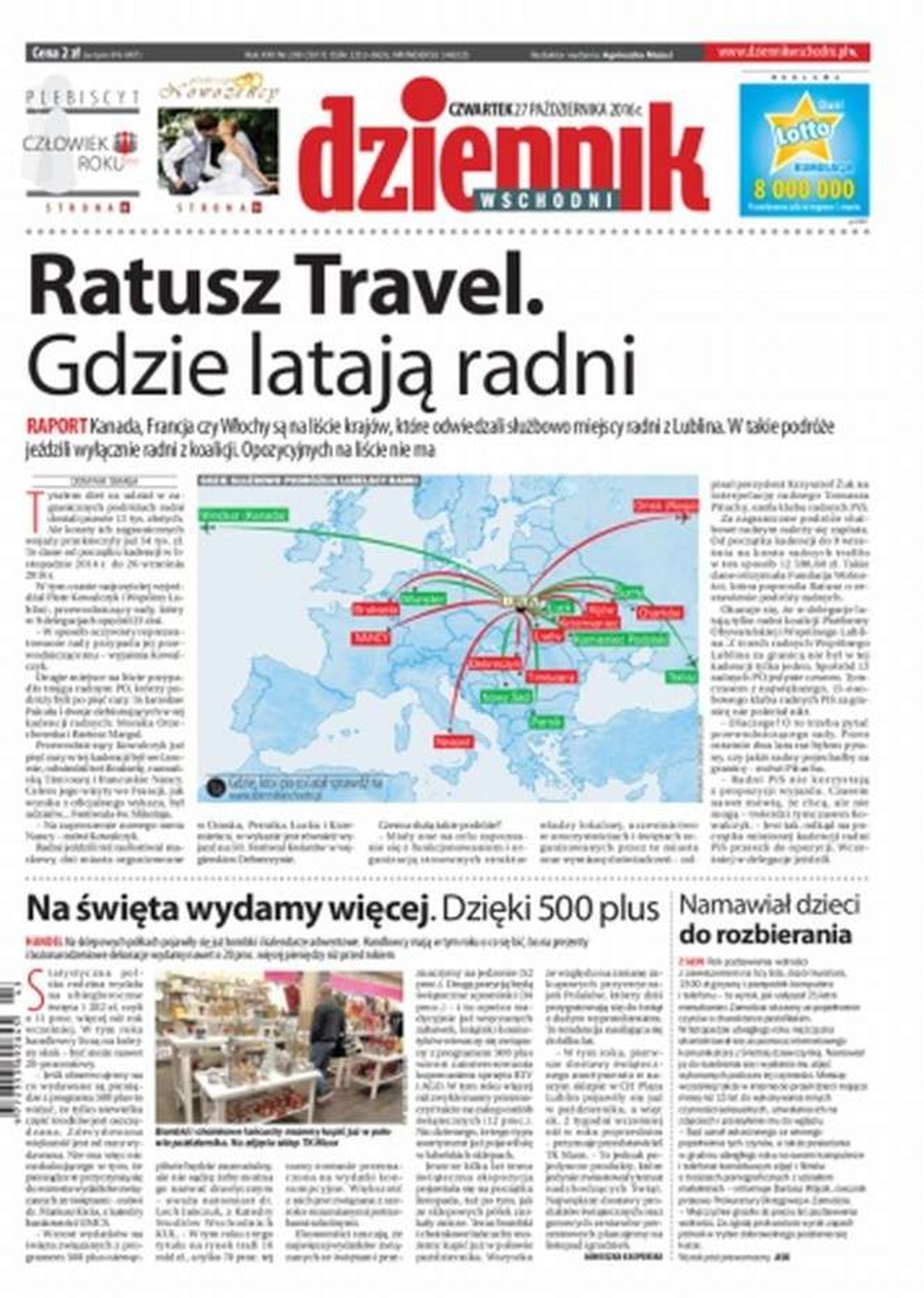 Pierwsza strona Dziennika Wschodniego z 27 października 2016 r.