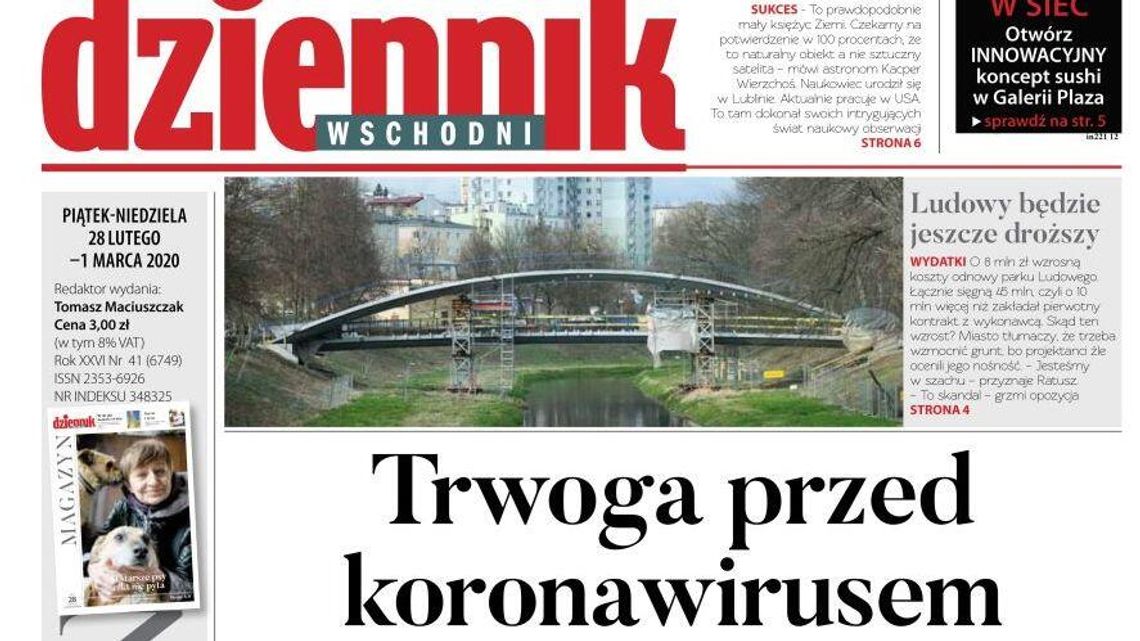 Pierwsza strona Dziennika Wschodniego z 28.02.2020