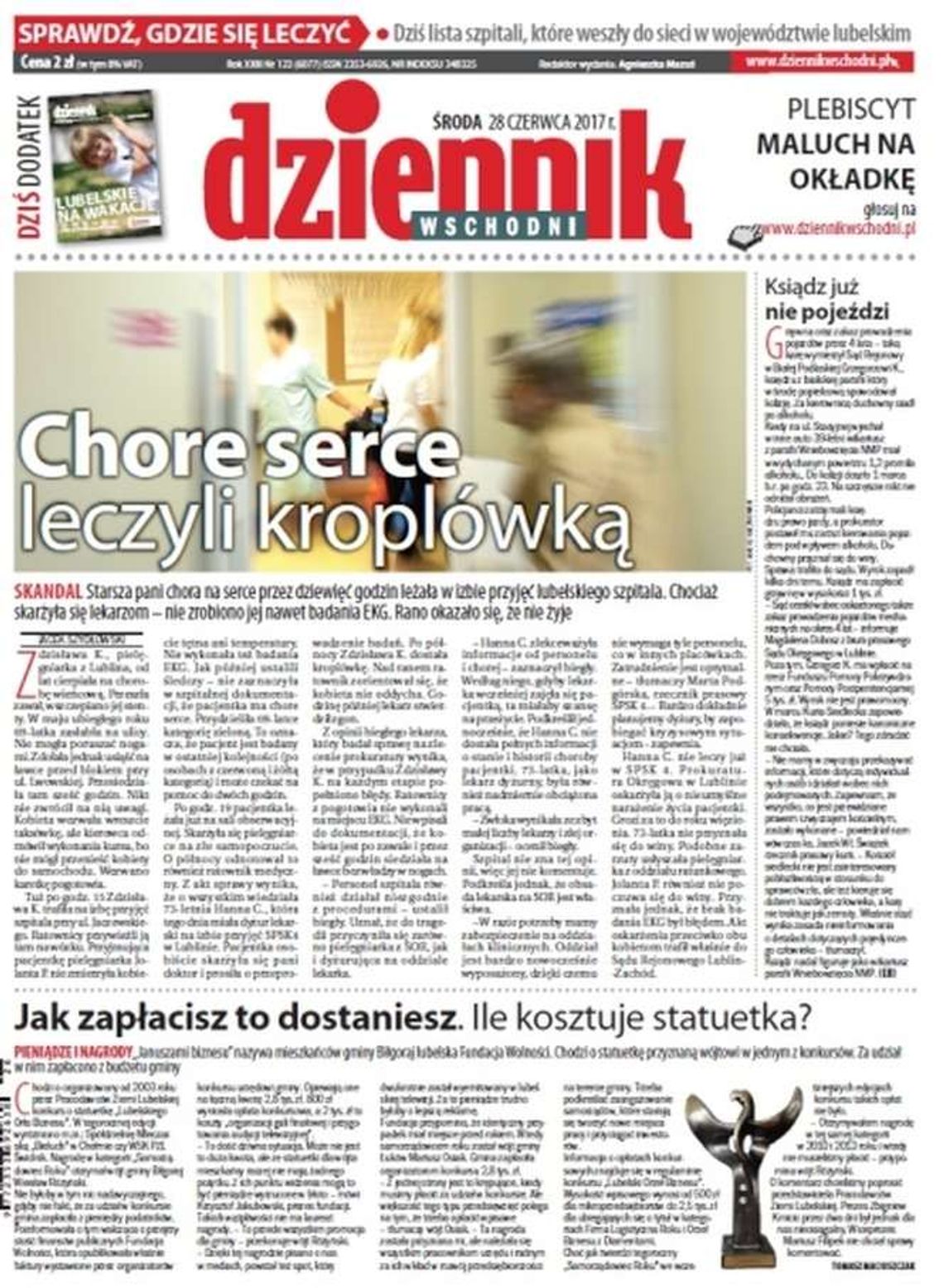 Pierwsza strona Dziennika Wschodniego z 28 czerwca 2017 roku