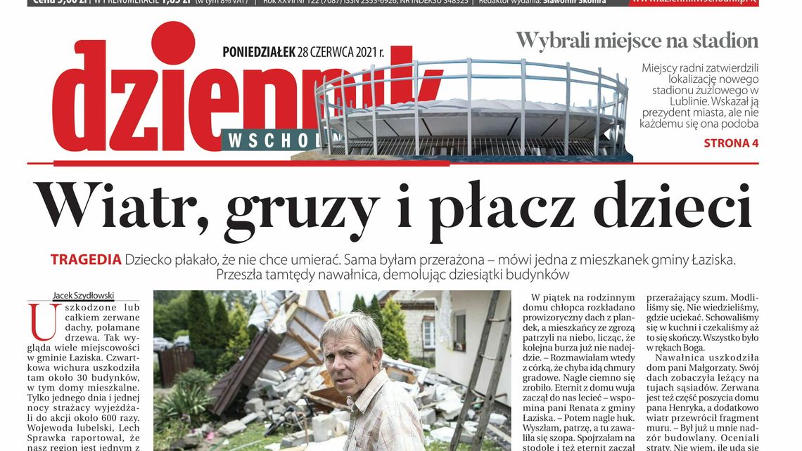 Pierwsza strona Dziennika Wschodniego z 28 czerwca 2021 r. 