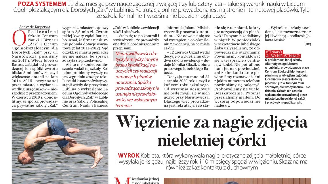 Pierwsza strona Dziennika Wschodniego z 28 lipca 2020 r.