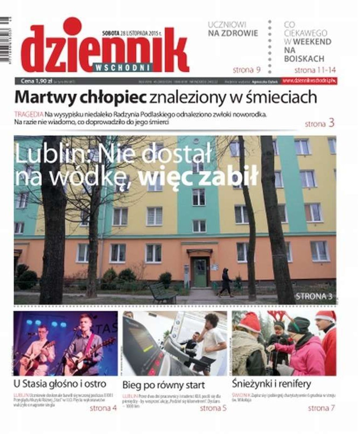 Pierwsza strona Dziennika Wschodniego z 28 listopada 2015