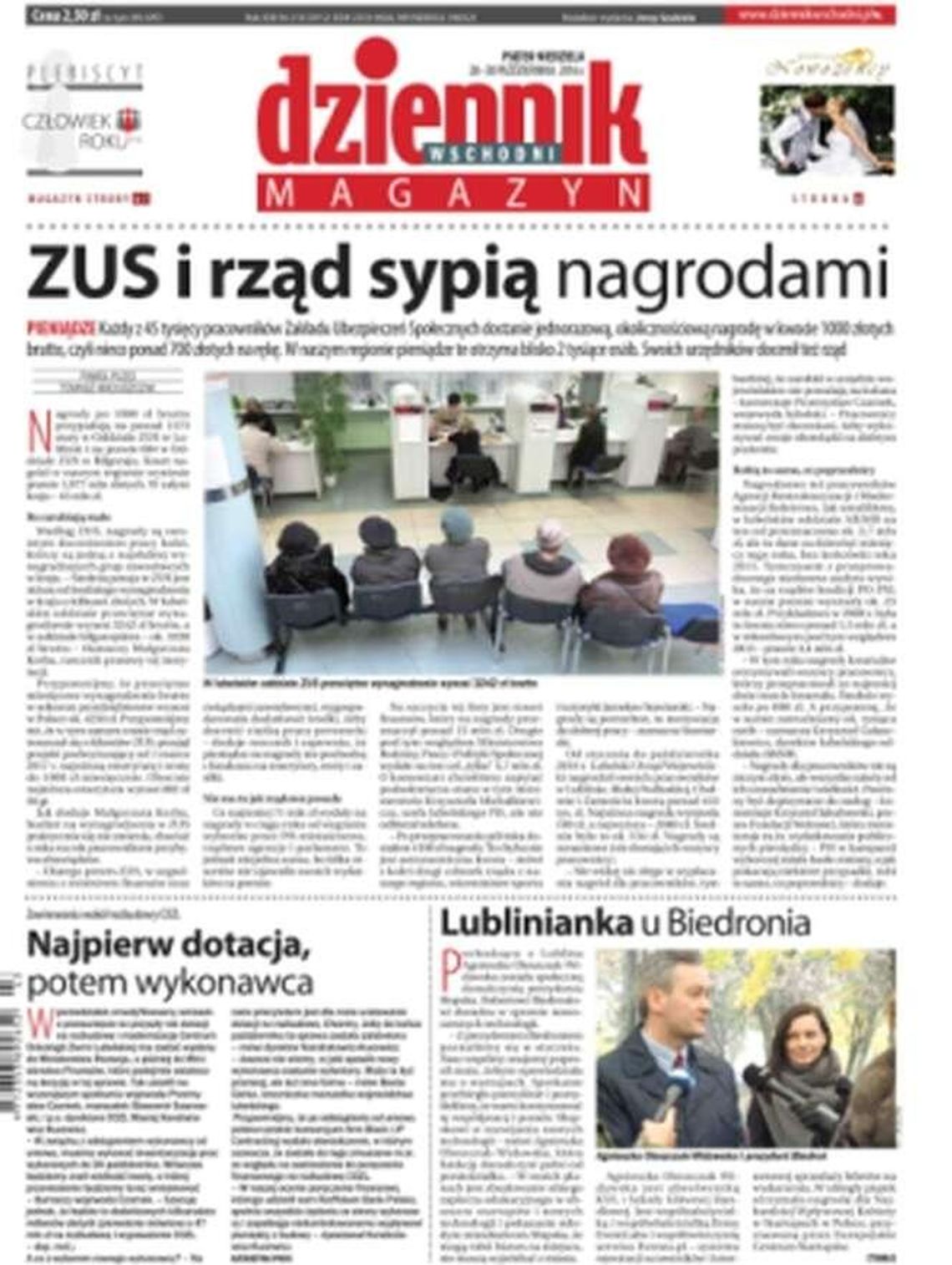 Pierwsza strona Dziennika Wschodniego z 28 października