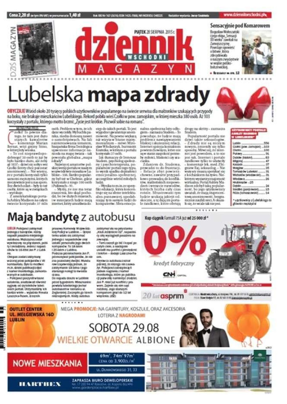 Pierwsza strona Dziennika Wschodniego z 28 sierpnia 2015 roku