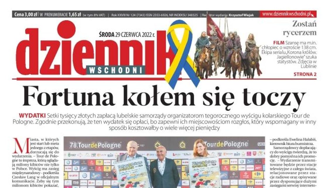 Pierwsza strona Dziennika Wschodniego z 29 czerwca 2022 r.