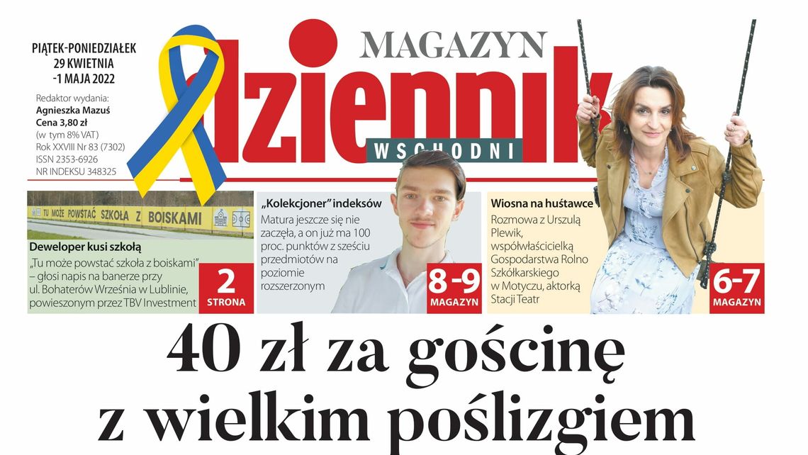  Pierwsza strona Dziennika Wschodniego z 29 kwietnia 2022 r. 