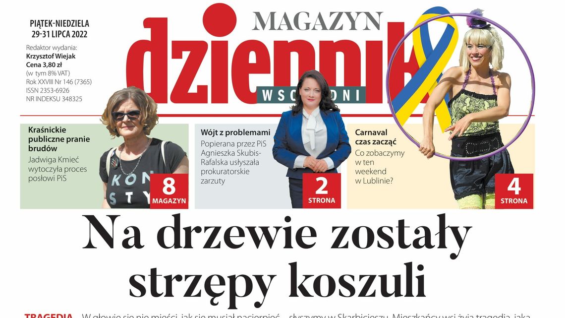  Pierwsza strona Dziennika Wschodniego z 29 lipca 2022 r.