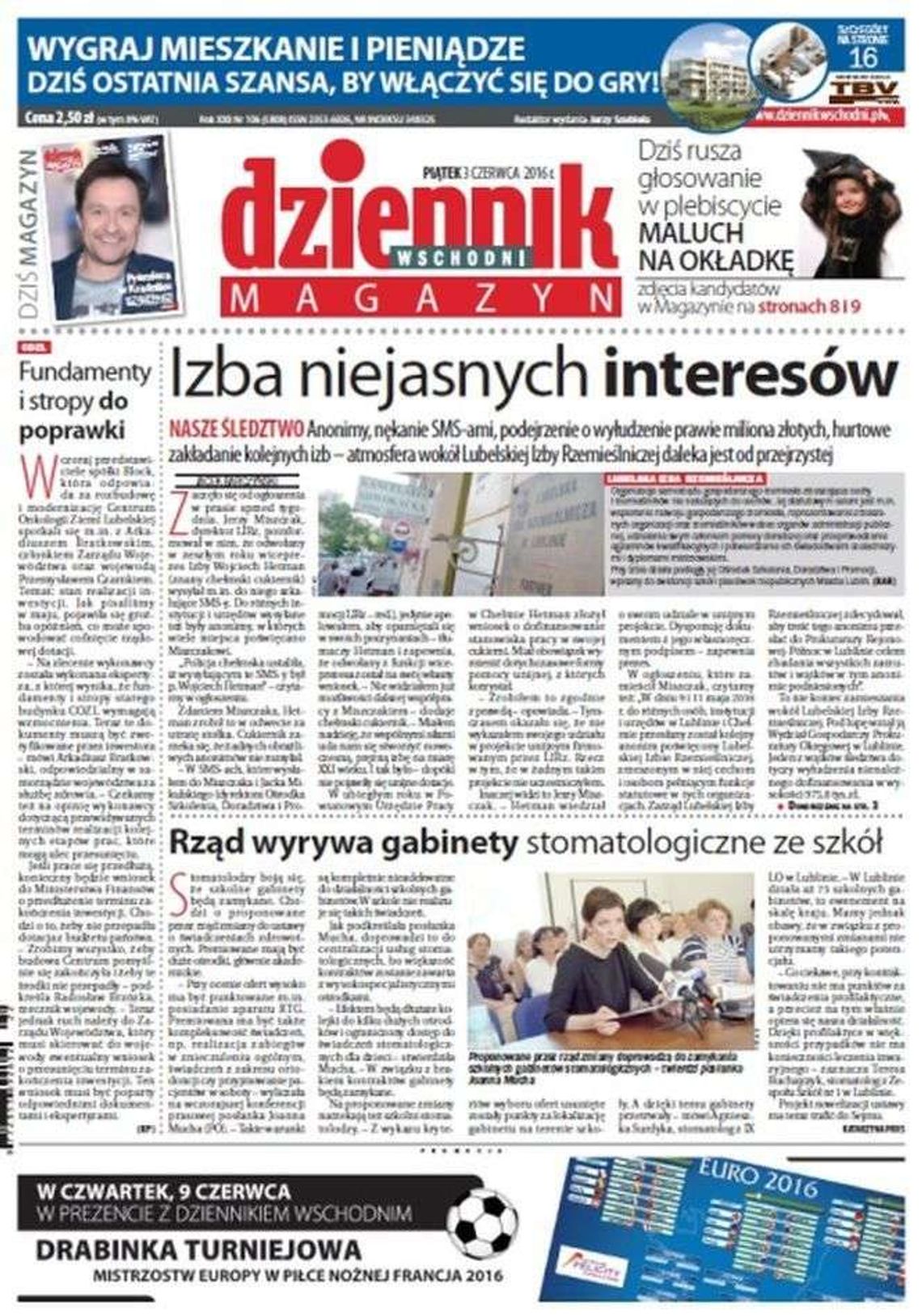 Pierwsza strona Dziennika Wschodniego z 3 czerwca 2016 roku