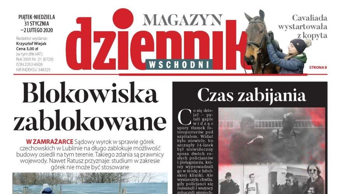 Pierwsza strona Dziennika Wschodniego z 30.01.2020