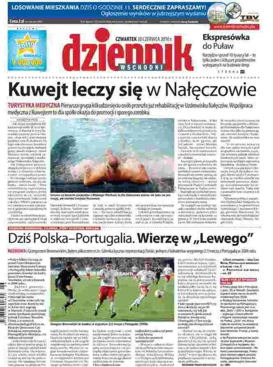 Pierwsza strona Dziennika Wschodniego z 30 czerwca 2016