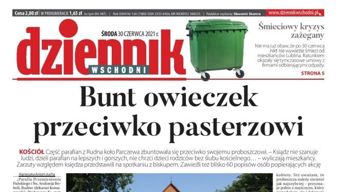 Pierwsza strona Dziennika Wschodniego z 30 czerwca 2021 r. 