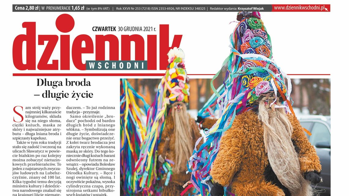  Pierwsza strona Dziennika Wschodniego z 30 grudnia 2021 r. 