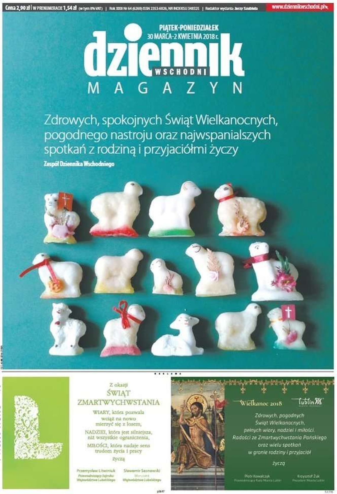 Pierwsza strona Dziennika Wschodniego z 30 marca 2018 roku
