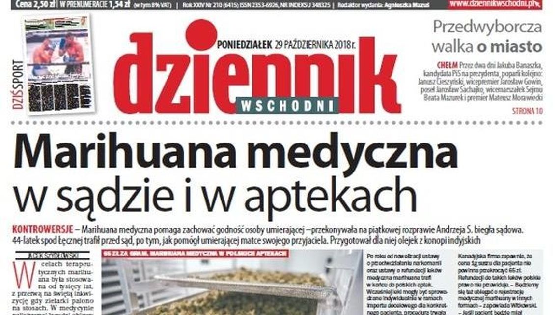 Pierwsza strona Dziennika Wschodniego z 30 października 2018 roku