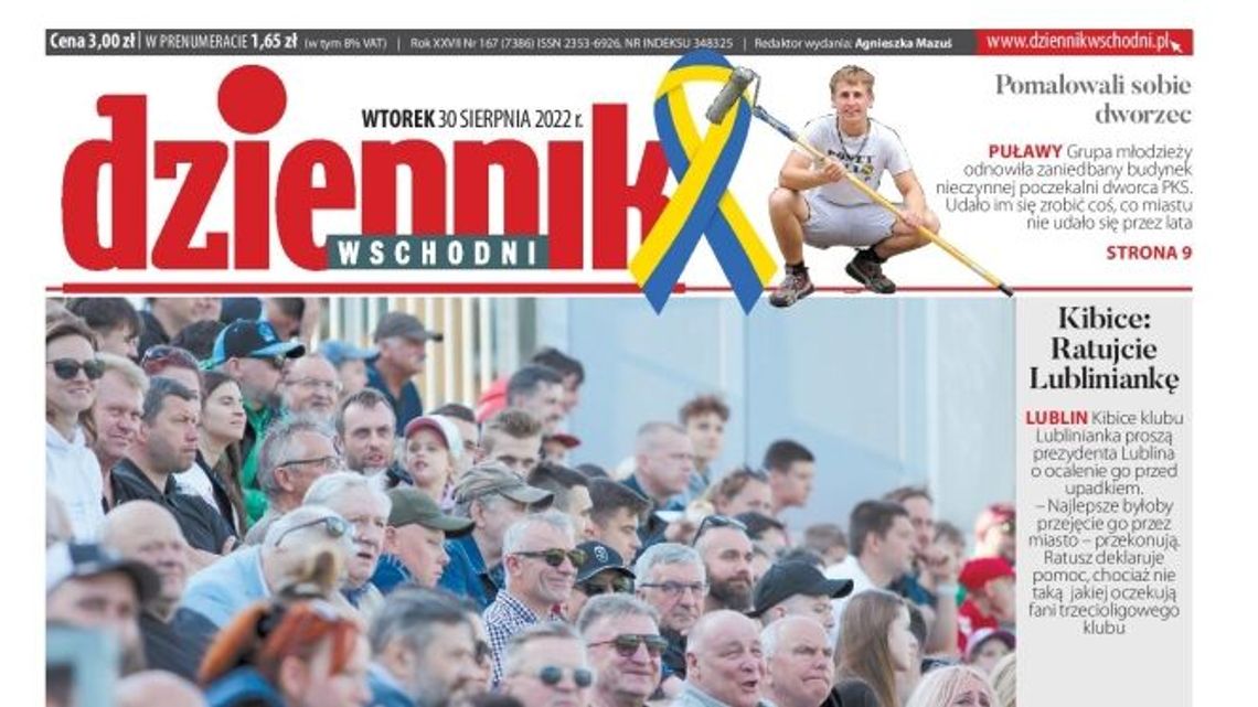 Pierwsza strona Dziennika Wschodniego z 30 sierpnia 2022 r.