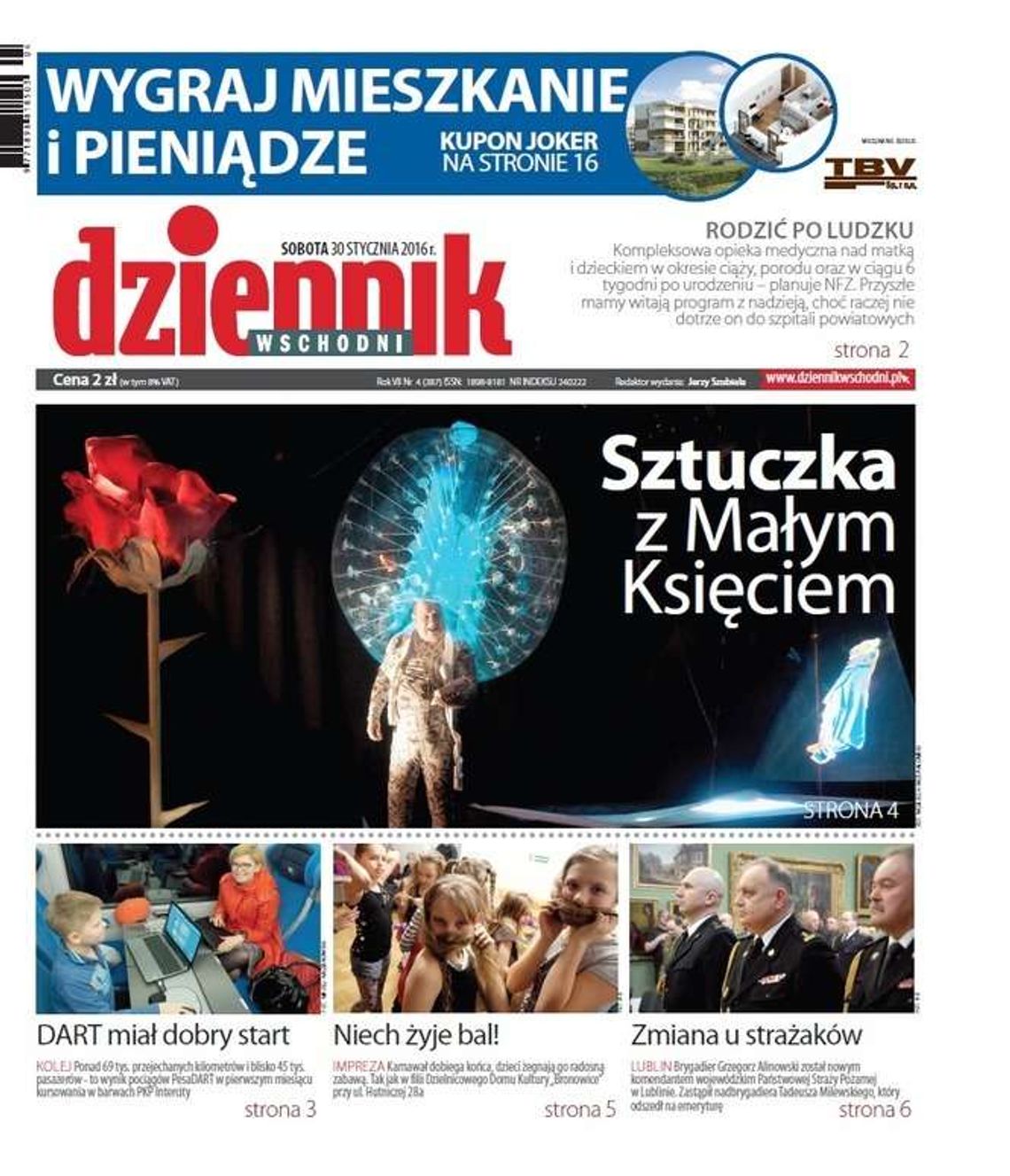 Pierwsza strona Dziennika Wschodniego z 30 stycznia 2016 roku