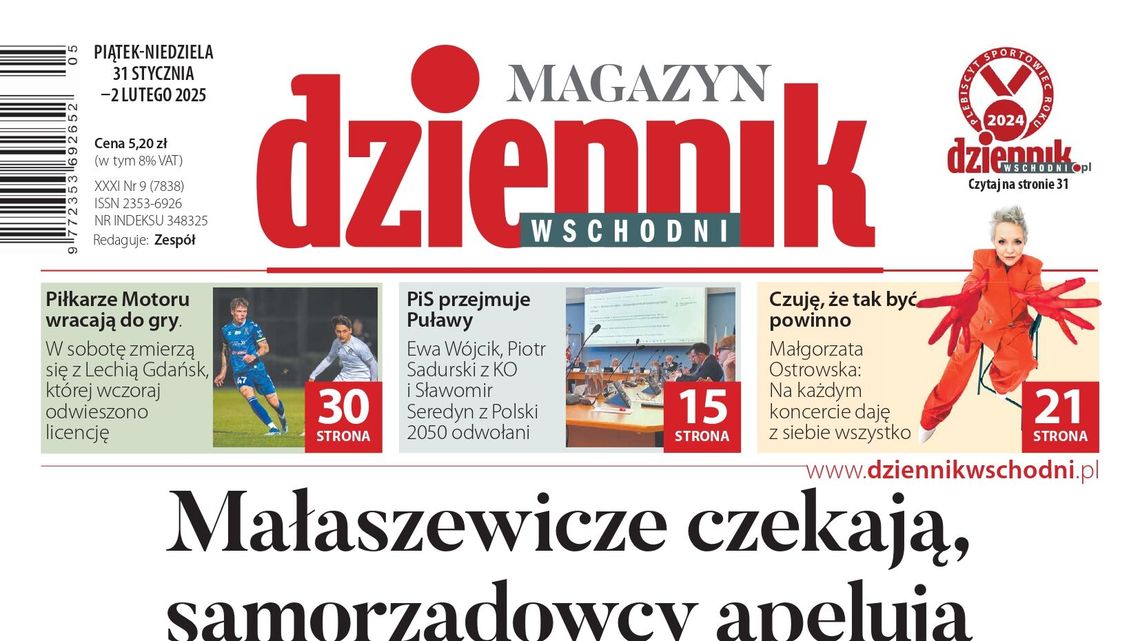 Pierwsza strona Dziennika Wschodniego z 31 stycznia 2025 r. 