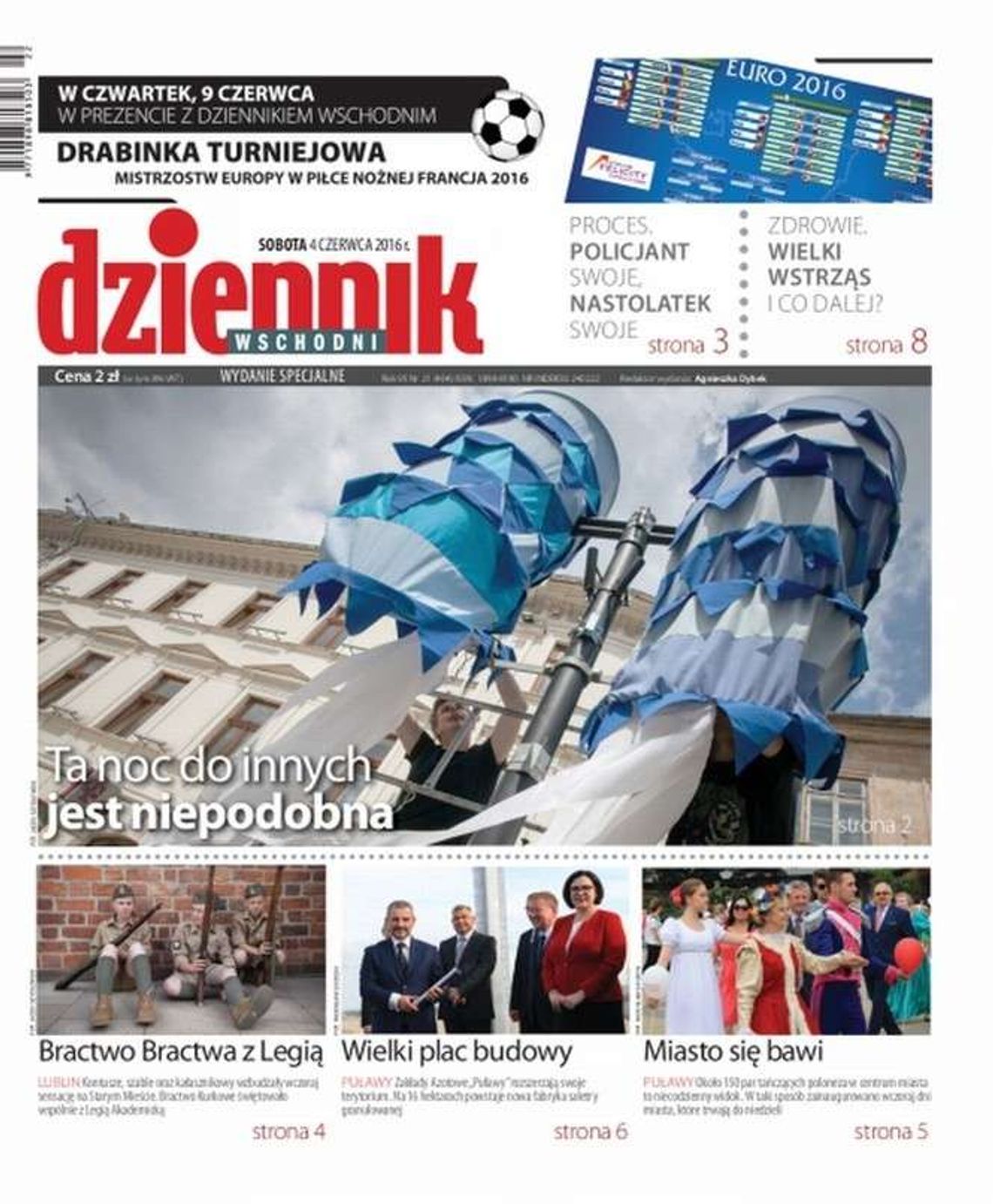 Pierwsza strona Dziennika Wschodniego z 4 czerwca 2016 r.