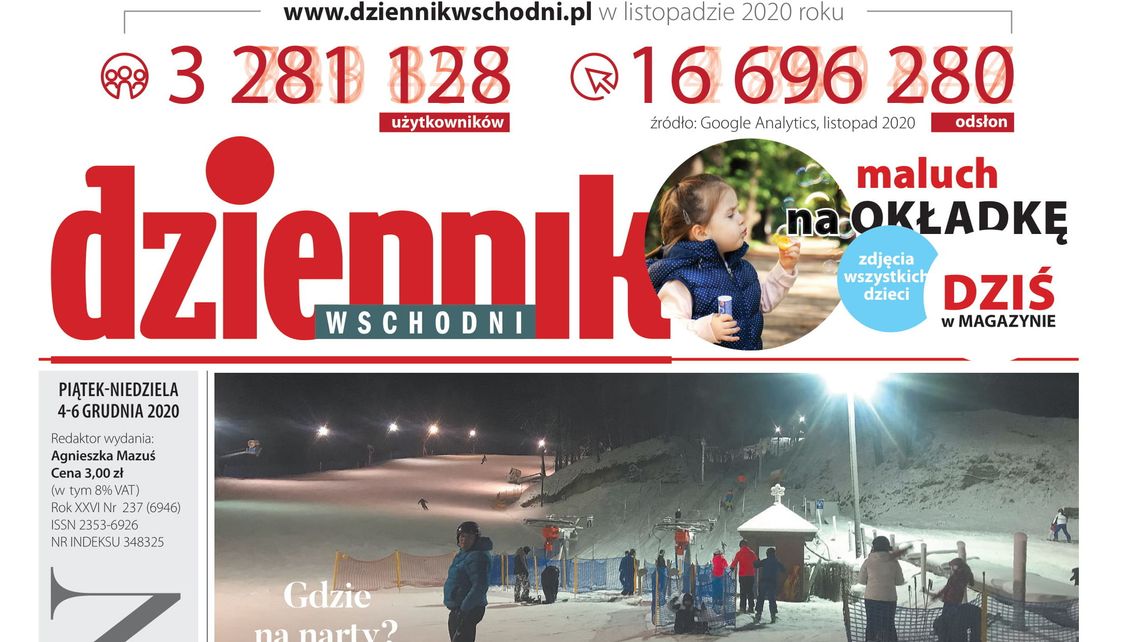 Pierwsza strona Dziennika Wschodniego z 4 grudnia 2020 r.