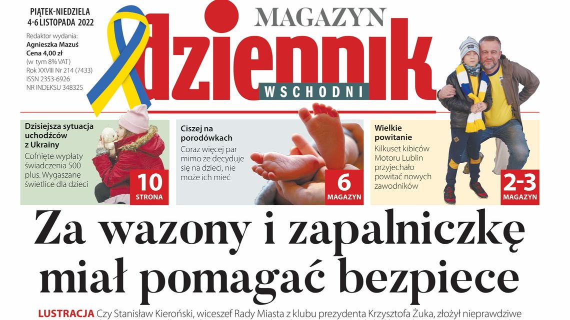  Pierwsza strona Dziennika Wschodniego z 4 listopada 2022 r. 