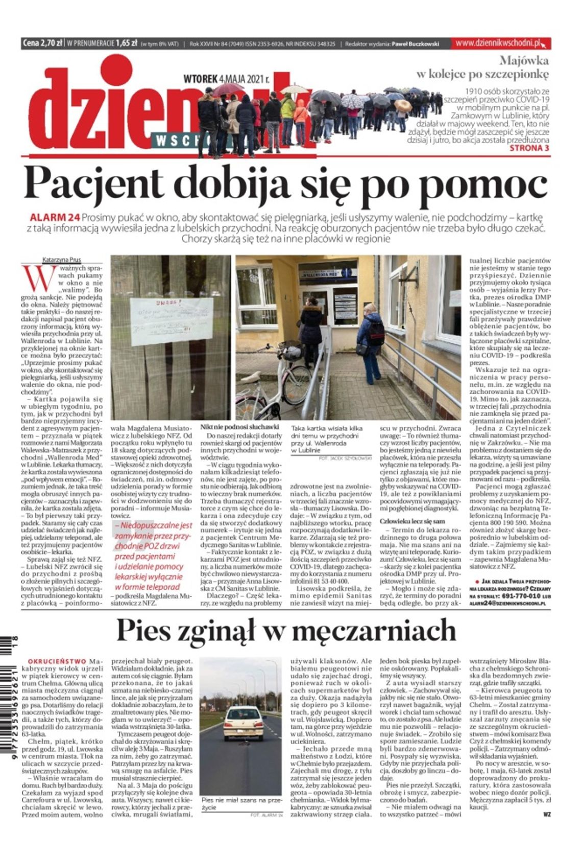 Pierwsza strona Dziennika Wschodniego z 4 maja 2021 r.