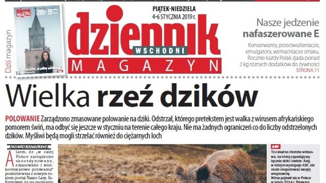 Pierwsza strona Dziennika Wschodniego z 4 stycznia 2019 roku